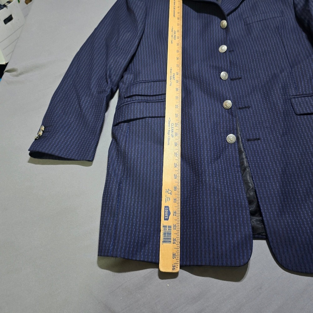 Wool Blazer Mens 42R Navy Blue 5-Button Micro Pattern Made in Canada - Picture 3 of 13